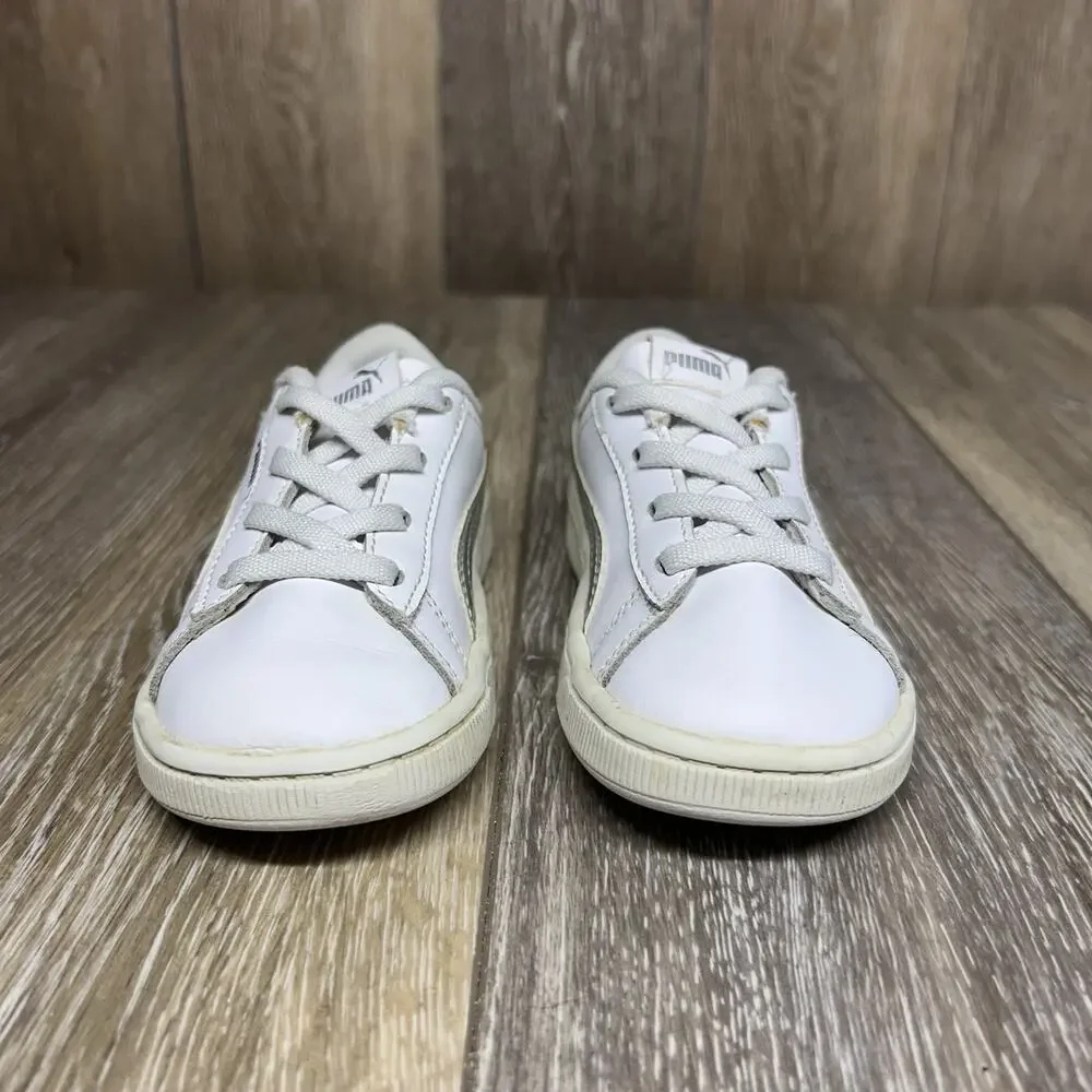 Puma Infant Youth Size 9C Classic White Silver Leather 381499-01 Sneaker Shoes
